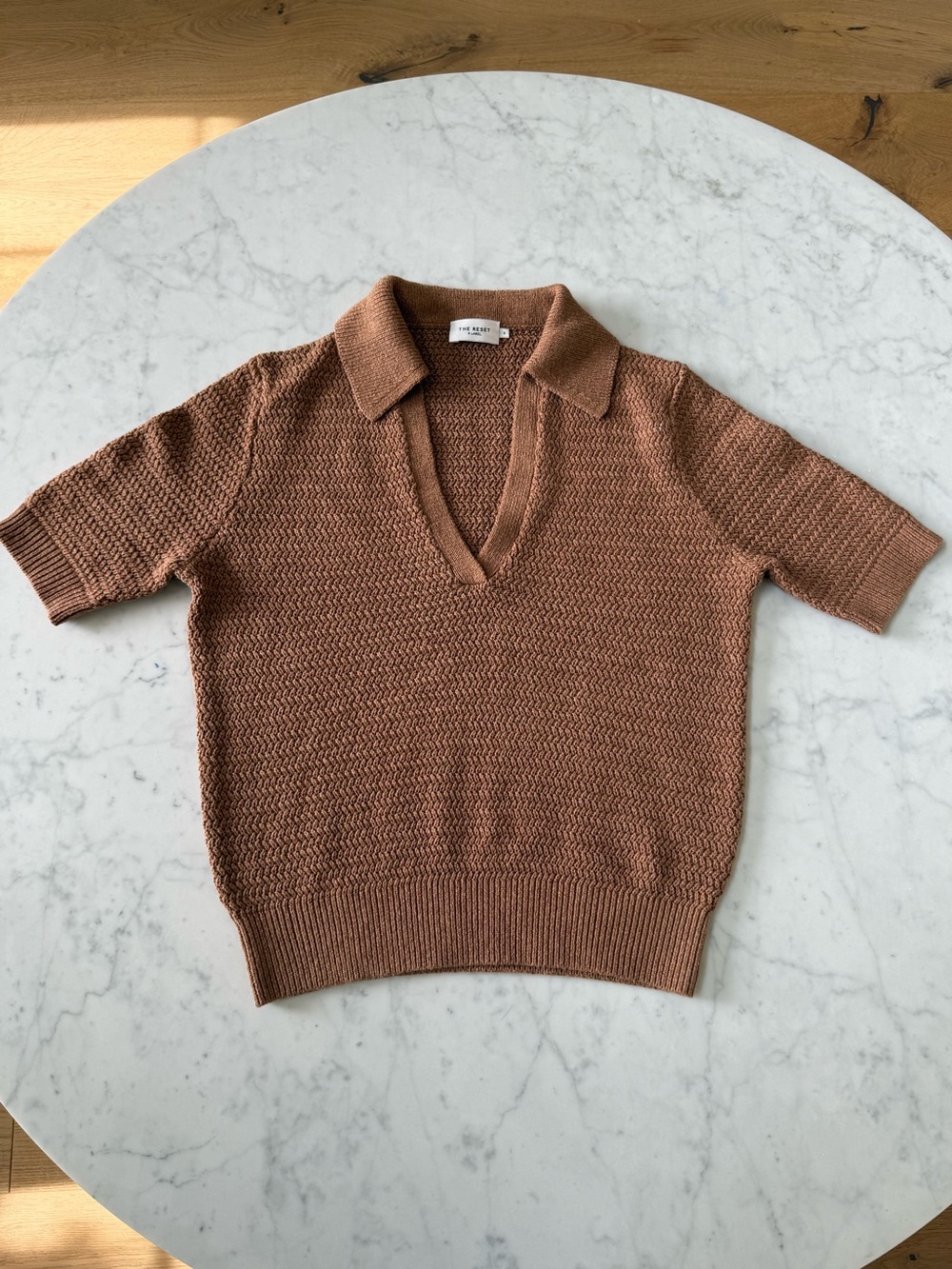 The Reset R Label Brown Eco Polo Sweater Sz S